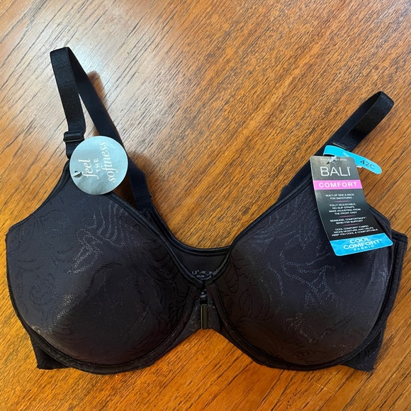 NWT Bali Comfort Revolution Front Close Smoothing Sz 42C Black Underwire Bra - Picture 3 of 8